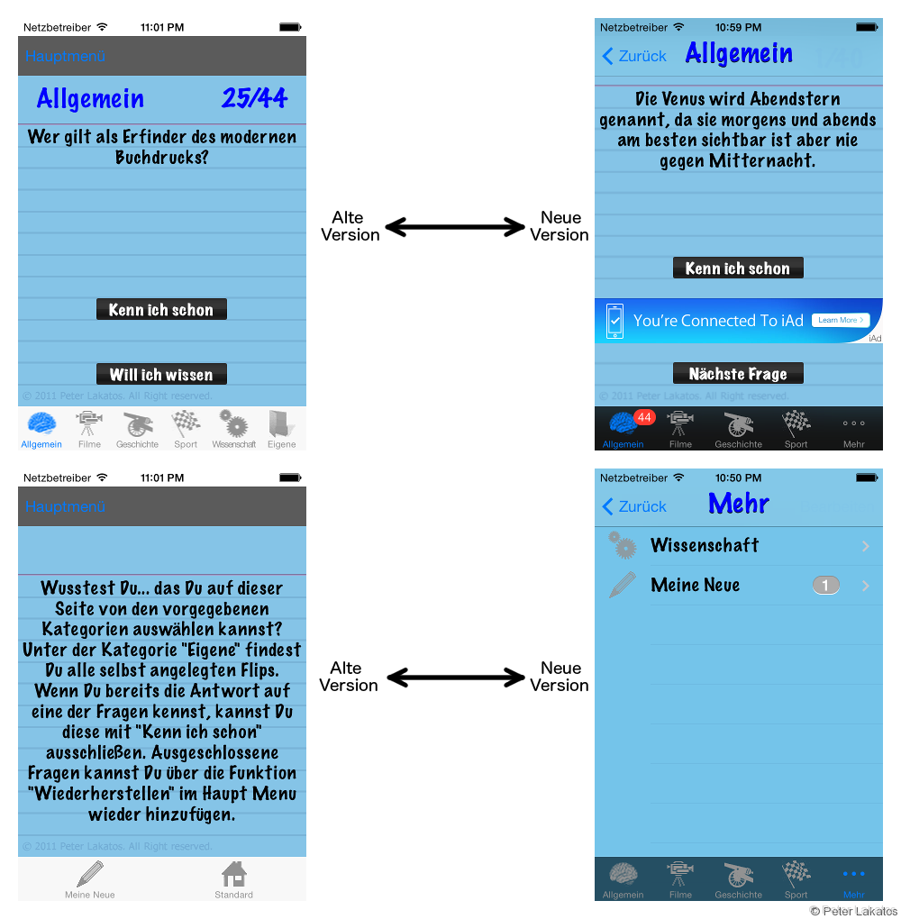 Unterschied Wusstest Du... alte und neue Version