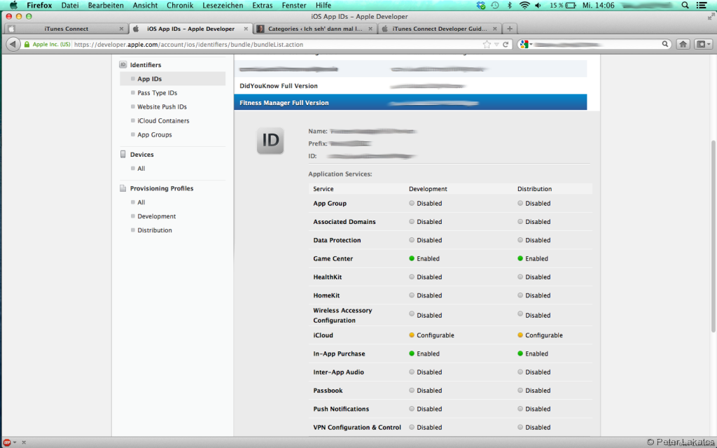 Apple Developer -> Identifiers -> App IDs -> iCloud Einstellungen