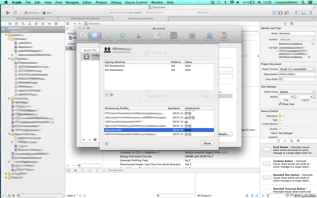 Xcode -> Accounts