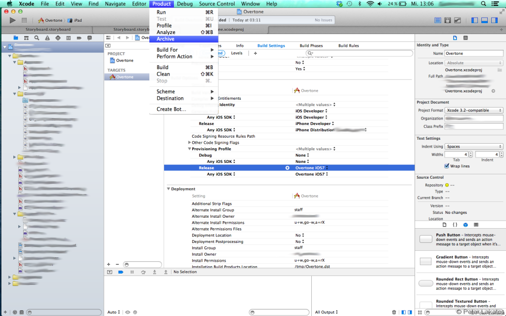 Xcode -> Product -> Archive