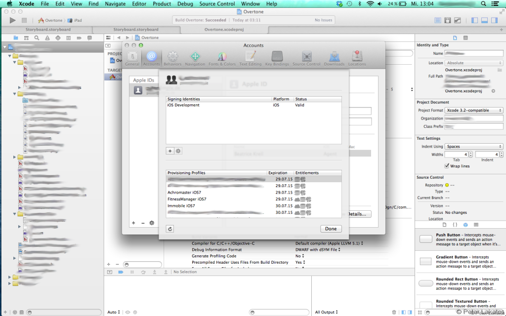Xcode -> Accounts -> Signing Identities