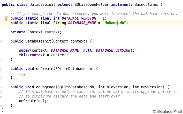 Java subclass extending SQLiteOpenHelper