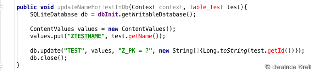 SQL command: Update table entry